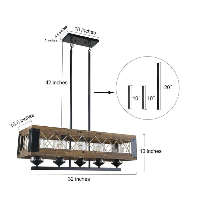 Eriogo 5-Light Wood Island Light