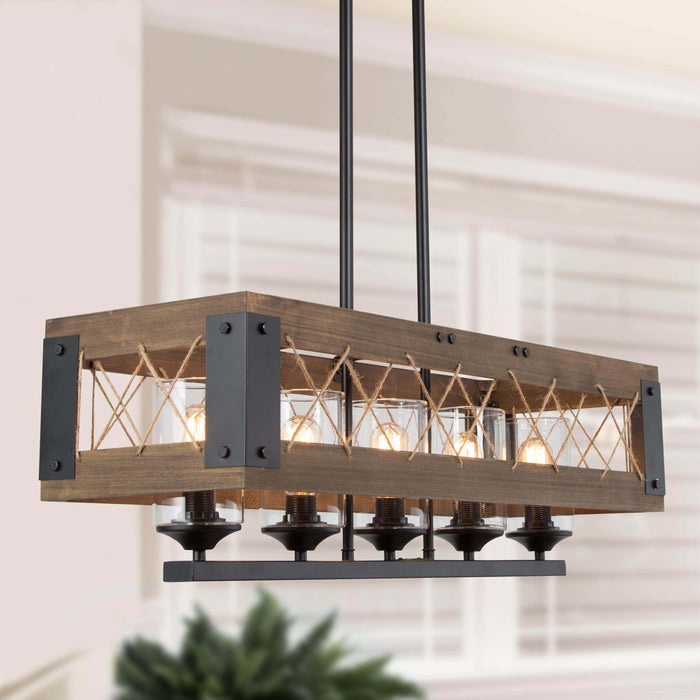 Eriogo 5-Light Wood Island Light