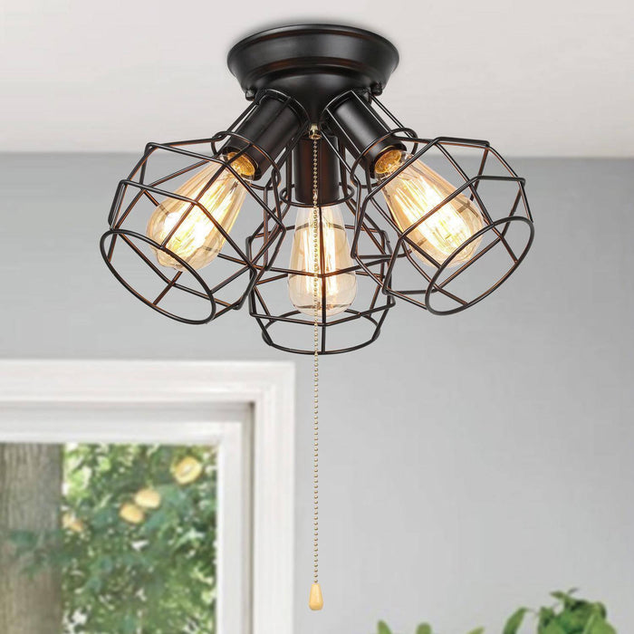 Twisol 3-Light Black Semi-Flush Mount Lights