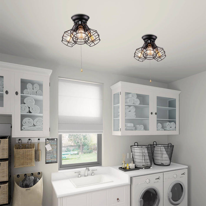 Twisol 3-Light Black Semi-Flush Mount Lights