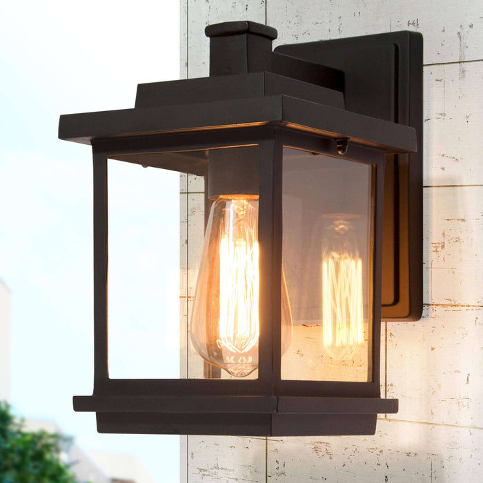 Melusio 1-Light Black Glass Square Outdoor Wall Light