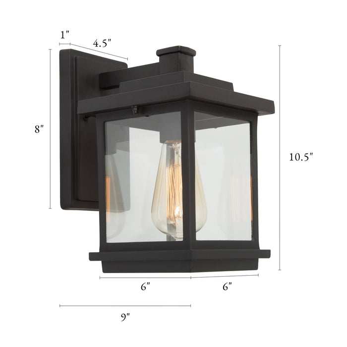 Melusio 1-Light Black Glass Square Outdoor Wall Light