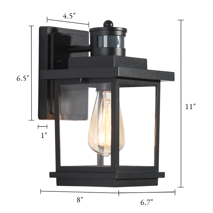 Melusio 1-Light Black Glass Outdoor Wall Light