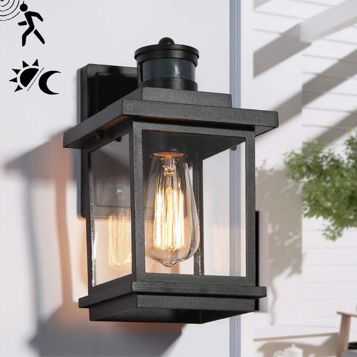 Melusio 1-Light Black Glass Outdoor Wall Light
