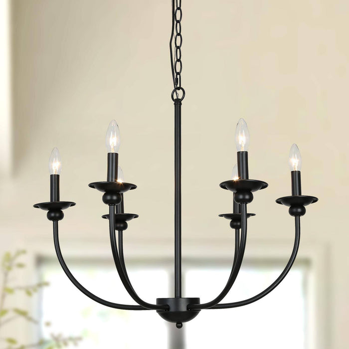 Dusarry 6-Light Modern Black Metal Candlestick Chandelier