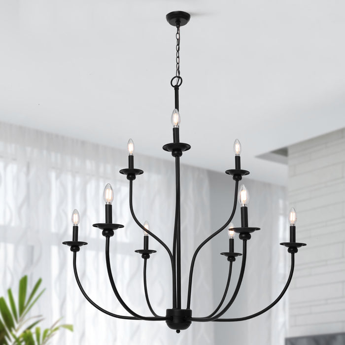 Dusarry 9-Light Black Metal Candlestick Chandeliers