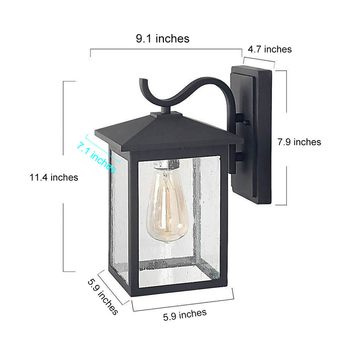 Wisobur 1-Light Black Outdoor Wall Light