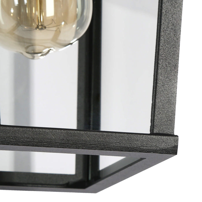 Melisyn 1-Light Black Clear Glass Outdoor Wall Light