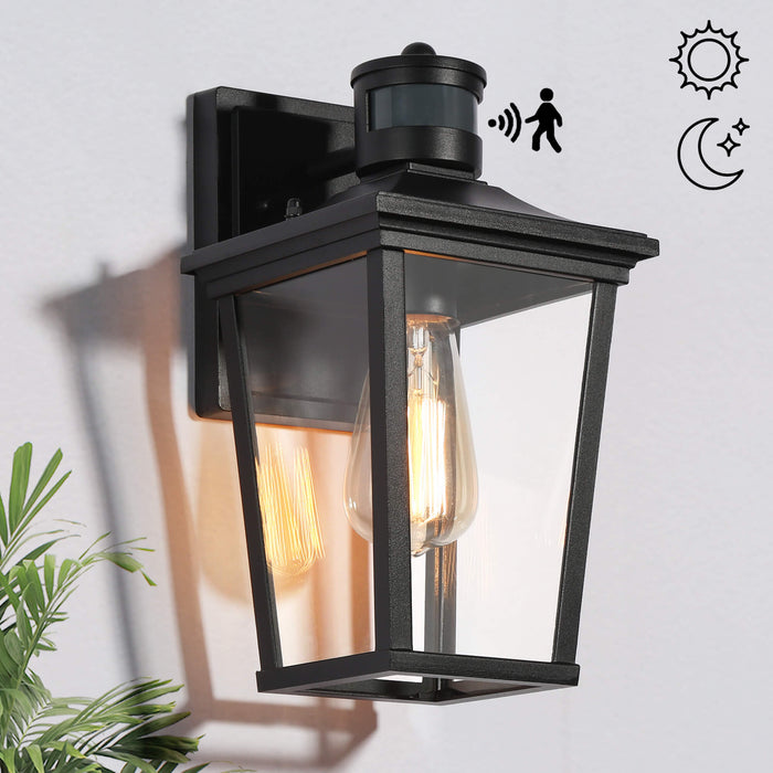 Melisyn 1-Light Black Clear Glass Outdoor Wall Light