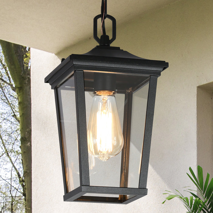Melisyn 1-Light Black Outdoor Pendant Light