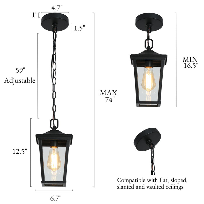 Melisyn 1-Light Black Outdoor Pendant Light