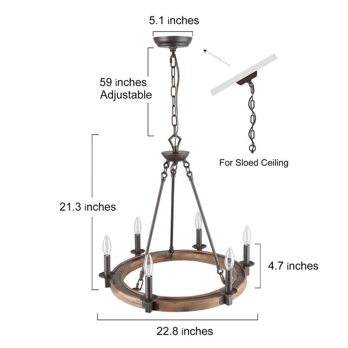 Nisouq 6-Light Wood Chandelier