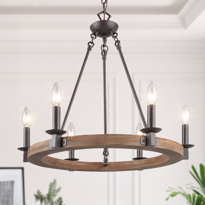 Nisouq 6-Light Wood Chandelier