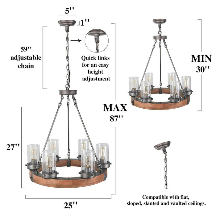 Trogir 6-Light Wood Chandelier