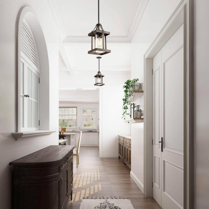 Storin 1-Light Wood and Glass Pendant Light