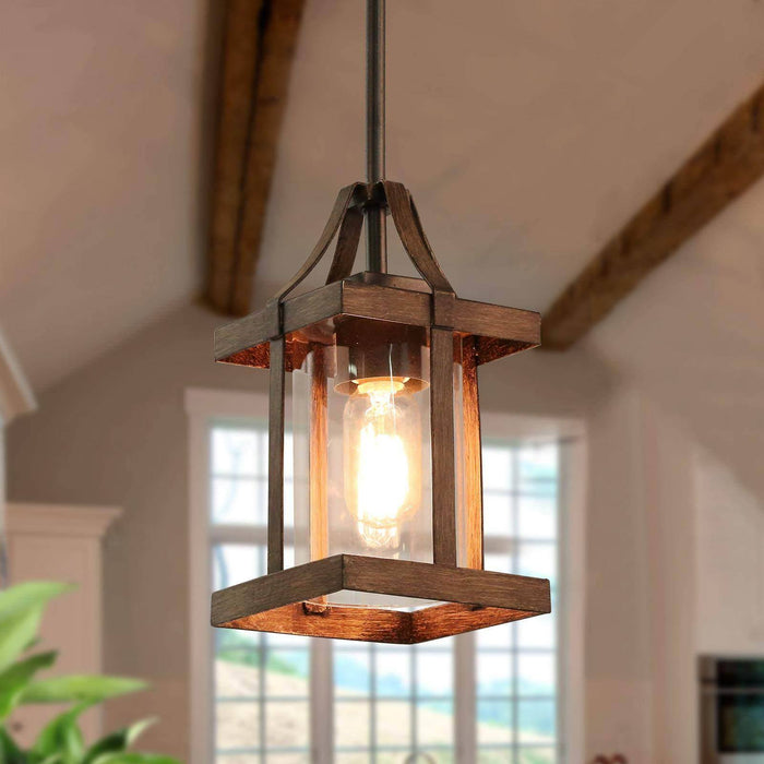 Storin 1-Light Wood and Glass Pendant Light