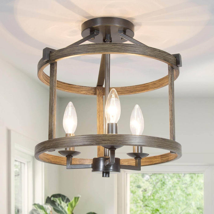 Storin 3-Light Wood Semi-Flush Mount Lights