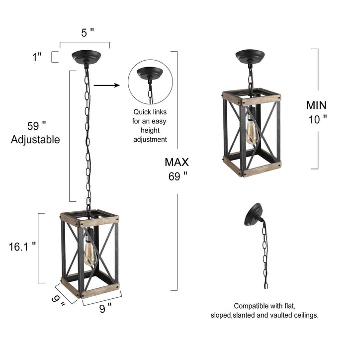 Ceilban 1-Light Wood Pendant Light