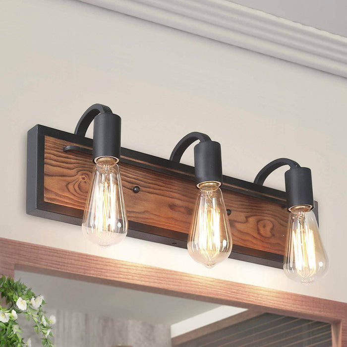 Valtiary 3-Light Wood Bathroom Vanity Light