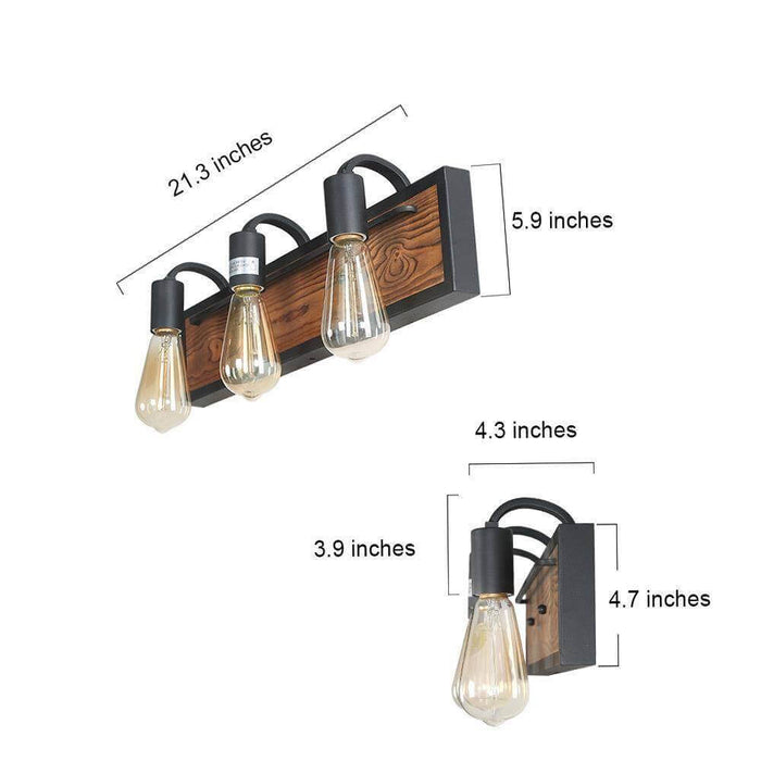 Valtiary 3-Light Wood Bathroom Vanity Light