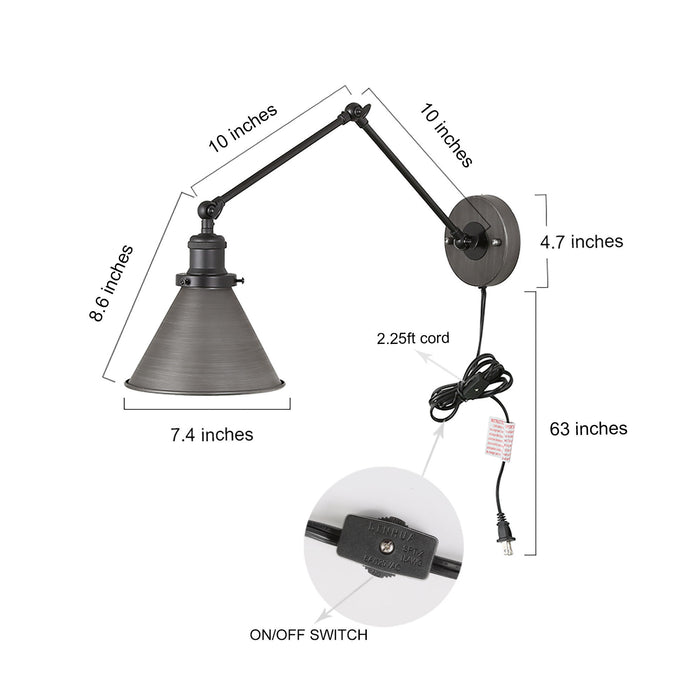 Wolemia 1-Light Black Swing Arm Light
