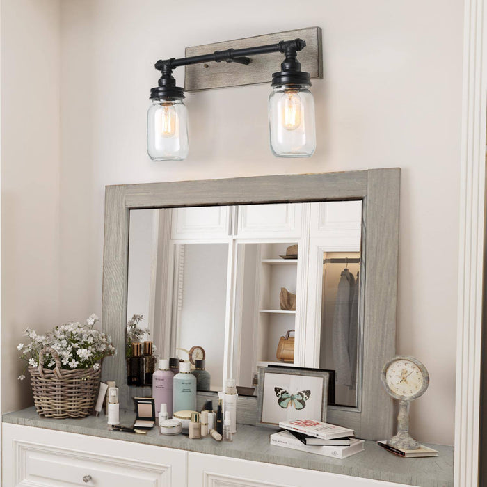 Nettles 2-Light Wood Bathroom Vanity Light