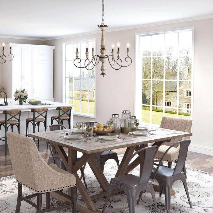 Aticups 6-Light Wood Chandelier