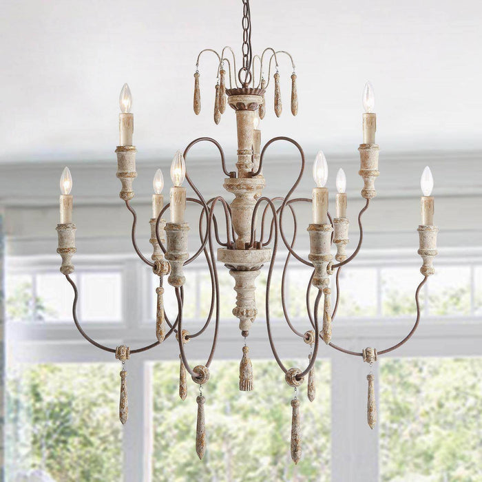 Elizab 9-Light Wood Chandelier
