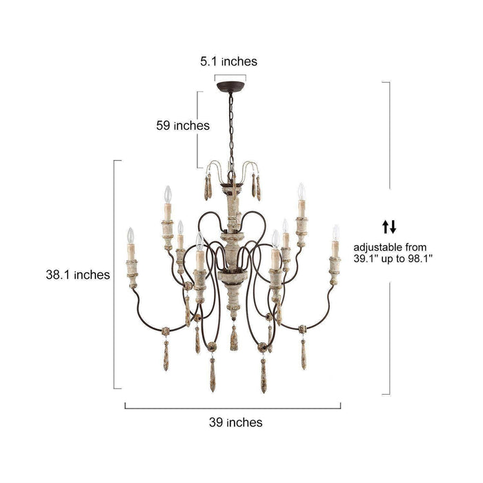 Elizab 9-Light Wood Chandeliers