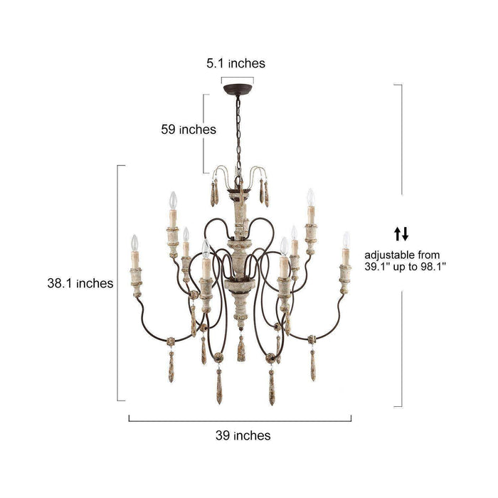 Elizab 9-Light Wood Chandelier