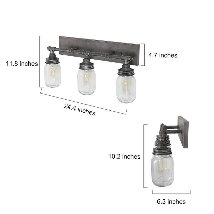 Nettles 3-Light Black Bathroom Vanity Light