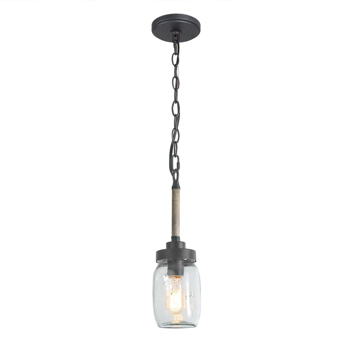 Modern Farmhouse 1-Light Faux-wood Mason Jar Pendant Light