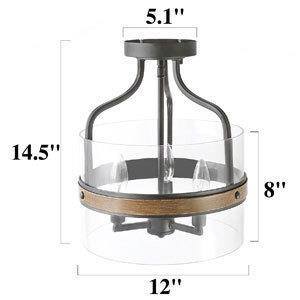 Micatis 3-Light Wood Semi-Flush Mount Light