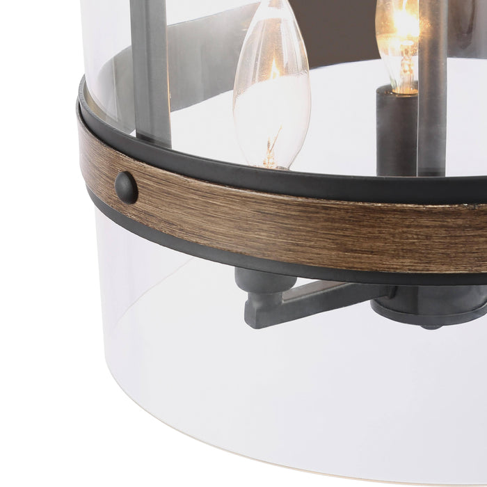 Micatis 3-Light Wood Semi-Flush Mount Light