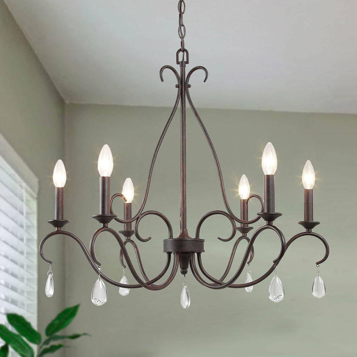Volucer 6-Light Rust Chandelier
