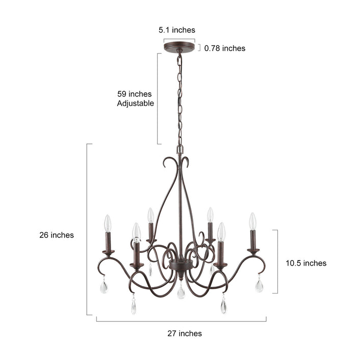 Volucer 6-Light Rust Chandelier