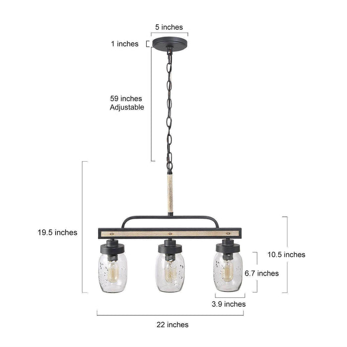 Alinet 3-Light Wood Island Light