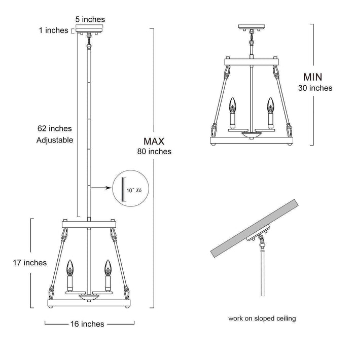 Spinora 4-Light Wood Chandelier