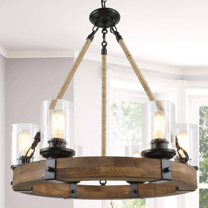 Lonthiy 6-Light Wood Chandelier