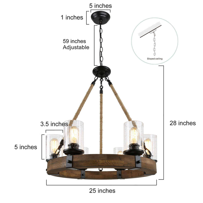 Lonthiy 6-Light Wood Chandelier