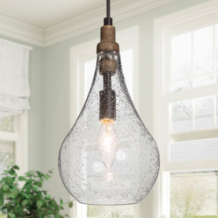 Tethyne 1-Light Wood Pendant Light