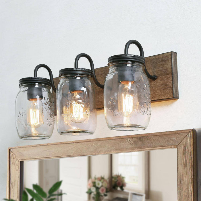 Tuilen 3-Light Wood Bathroom Vanity Light