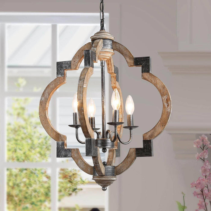 Adramis 4-Light Farmhouse Wood Chandeliers