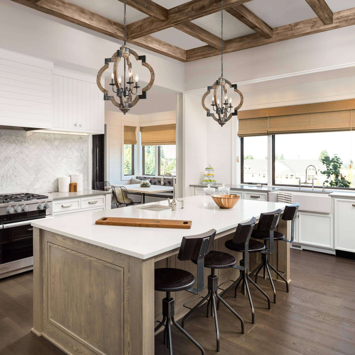 Adramis 4-Light Farmhouse Wood Chandeliers