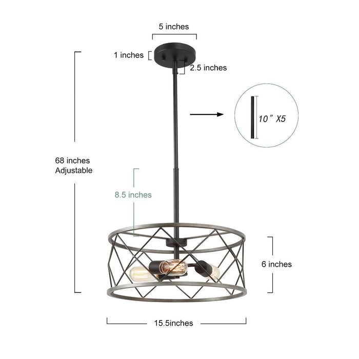 Charlot 3-Light Black Chandelier