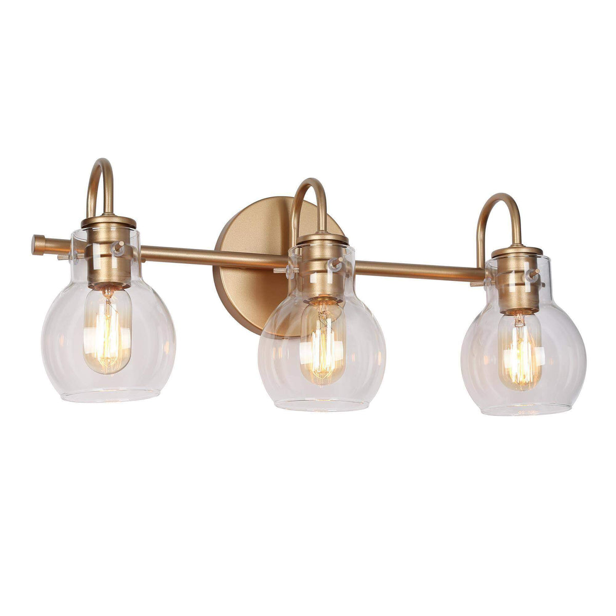 Allen Roth Merritt 24-Inches 3 -Light Brushed Gold Modern/contemporary Vanity Light 43420 - View #3