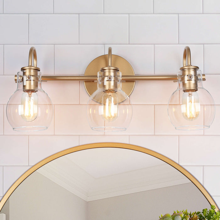 Pleiara 3-Light Gold Bathroom Vanity Lights