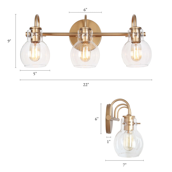 Pleiara 3-Light Gold Bathroom Vanity Lights