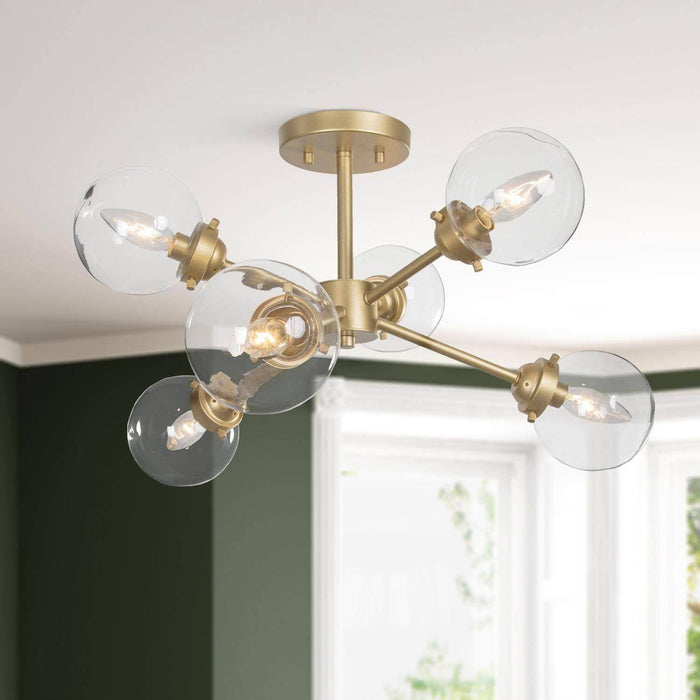 Labyta 6-Light Gold Semi-Flush Mount Lights