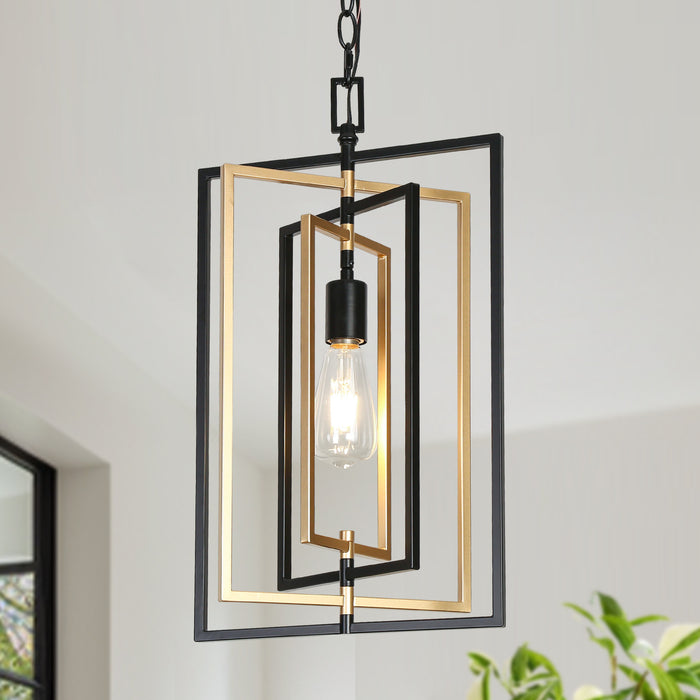 Falkora 1-Light Black and Gold Pendant Light